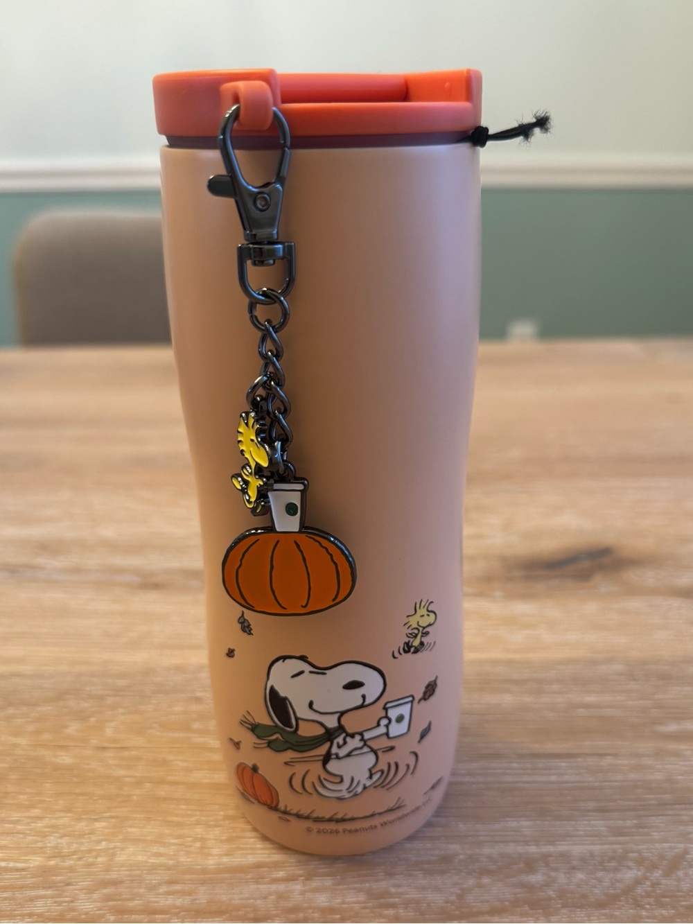 NEW Peanuts x Starbucks Snoopy Pumpkin Tumbler 16oz w/Keychain